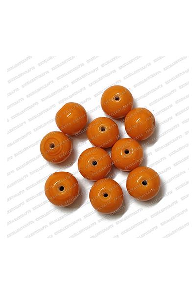 ECMGLBEAD101-12mm-Dia-Orange-Opaque-Round-Shape-Shiny-Glass-Beads