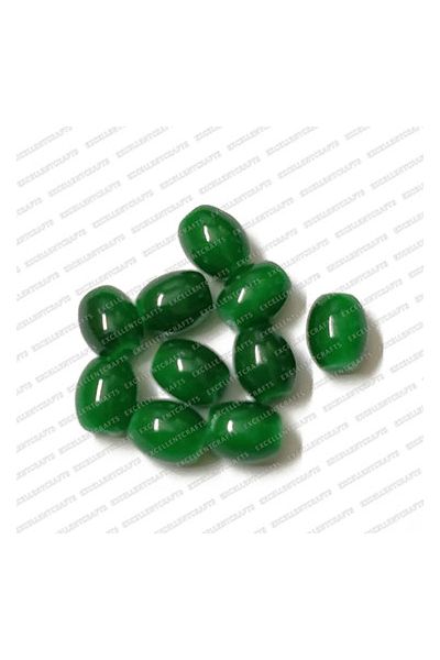 ECMGLBEAD140-8mm-x-6mm-Forest-Green-Transparent-Oval-Shape-Shiny-Glass-Beads