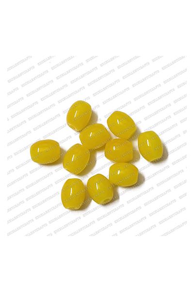 ECMGLBEAD145-8mm-x-6mm-Sunshine-Yellow-Transparent-Oval-Shape-Shiny-Glass-Beads