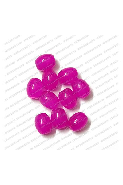 ECMGLBEAD147-8mm-x-6mm-Magenta-Pink-Transparent-Oval-Shape-Shiny-Glass-Beads
