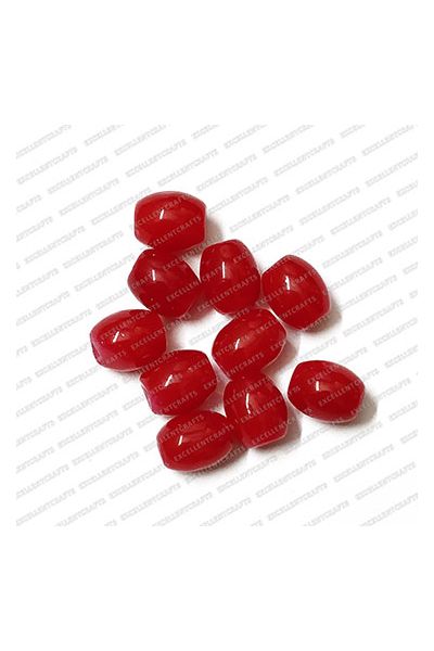 ECMGLBEAD149-8mm-x-6mm-Red-Transparent-Oval-Shape-Shiny-Glass-Beads
