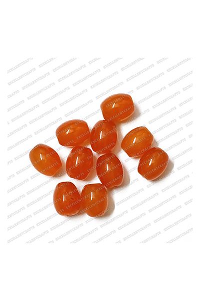 ECMGLBEAD150-8mm-x-6mm-Orange-Transparent-Oval-Shape-Shiny-Glass-Beads
