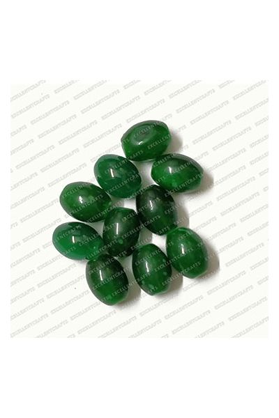 ECMGLBEAD159-10mm-x-8mm-Forest-Green-Transparent-Oval-Shape-Shiny-Glass-Beads