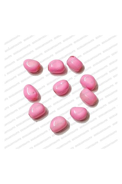 ECMGLBEAD17-8mm-x-10mm-Neon-Pink-Opaque-Corn-Shape-Shiny-Glass-Beads