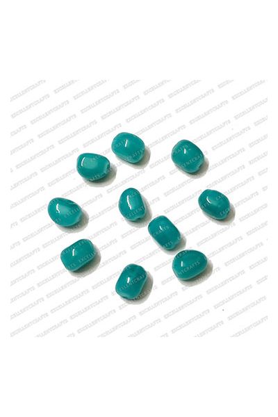 ECMGLBEAD19-8mm-x-10mm-Sea-Green-Transparent-Corn-Shape-Shiny-Glass-Beads