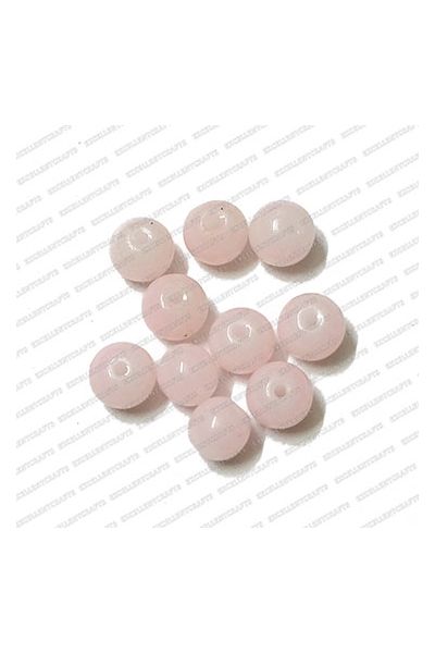 ECMGLBEAD205-8mm-Dia-Baby-Pink-Transparent-Round-Shape-Shiny-Glass-Beads