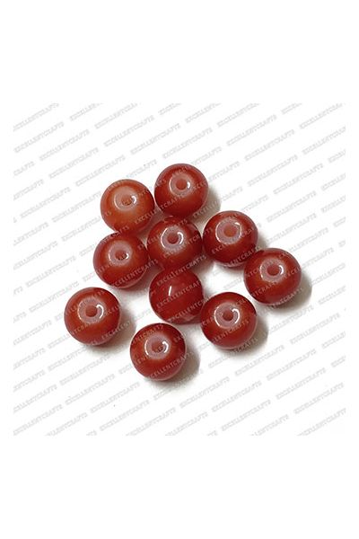 ECMGLBEAD208-8mm-Dia-Red-Transparent-Round-Shape-Shiny-Glass-Beads