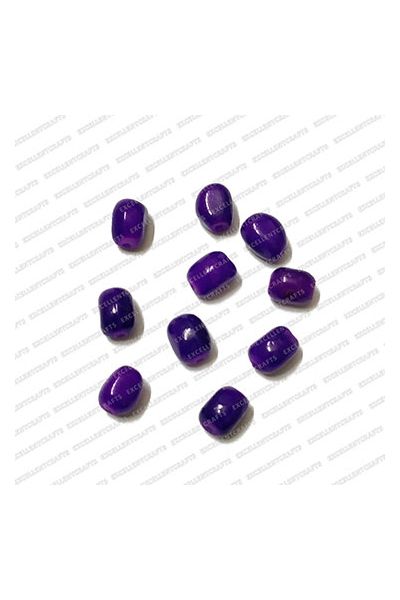 ECMGLBEAD21-8mm-x-10mm-Dark-Purple-Transparent-Corn-Shape-Shiny-Glass-Beads