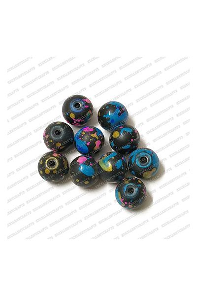 ECMGLBEAD218-8mm-Dia-Multicolor-Texture-Round-Shape-Shiny-Glass-Beads