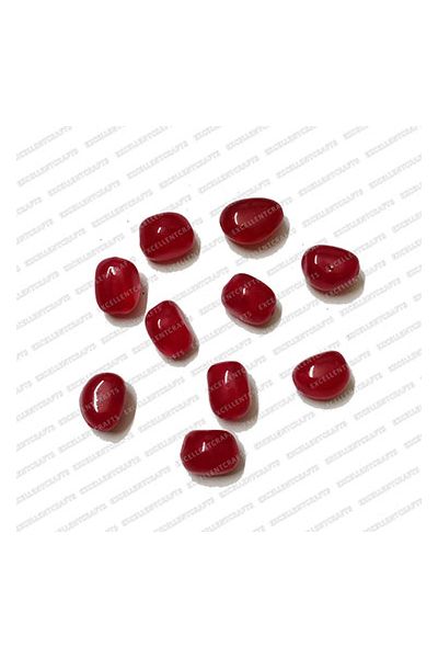 ECMGLBEAD22-8mm-x-10mm-Red-Transparent-Corn-Shape-Shiny-Glass-Beads