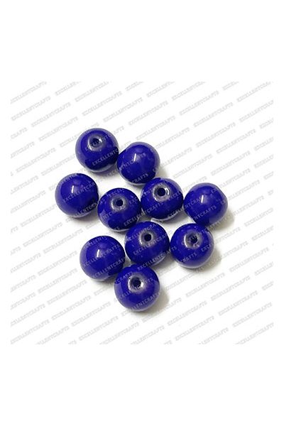 ECMGLBEAD222-10mm-Dia-Royal-Blue-Transparent-Round-Shape-Shiny-Glass-Beads