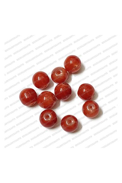 ECMGLBEAD224-10mm-Dia-Cherry-Red-Transparent-Round-Shape-Shiny-Glass-Beads