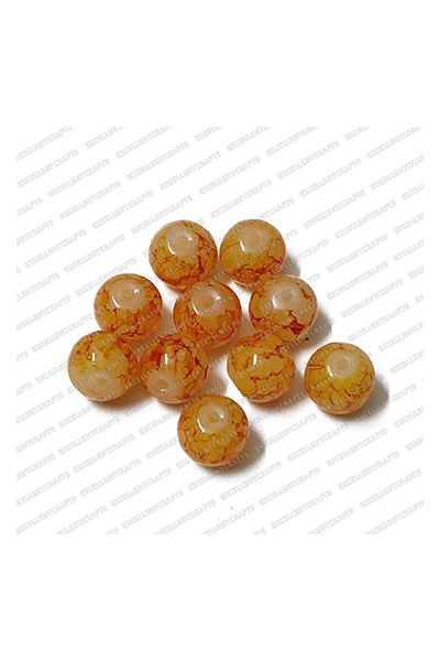 ECMGLBEAD239-10mm-Dia-Orange-Texture-Round-Shape-Shiny-Glass-Beads