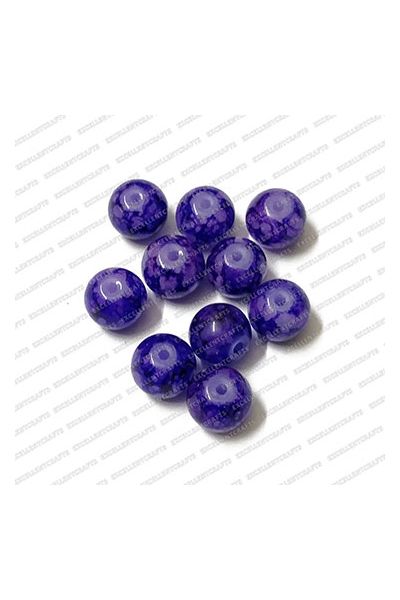 ECMGLBEAD242-10mm-Dia-Dark-Purple-Texture-Round-Shape-Shiny-Glass-Beads