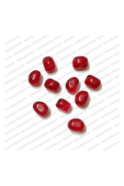 ECMGLBEAD29-8mm-x-10mm-Red-Maroon-Texture-Corn-Shape-Shiny-Glass-Beads