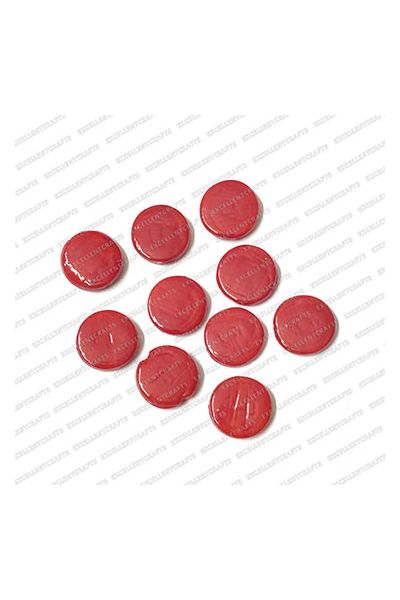ECMGLBEAD296-18mm-Dia-Red-Transparent-Round-Flat-Shape-Shiny-Glass-Beads