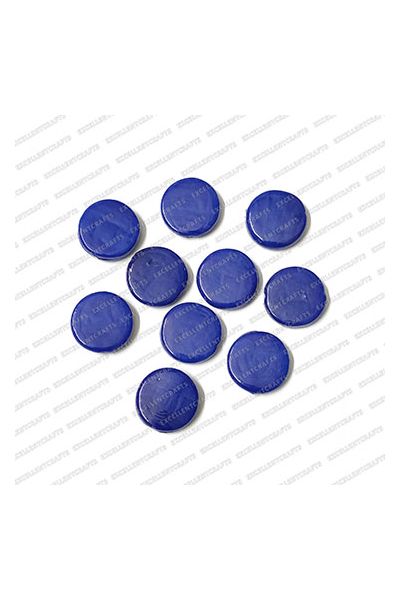 ECMGLBEAD297-18mm-Dia-Royal-Blue-Opaque-Round-Flat-Shape-Shiny-Glass-Beads