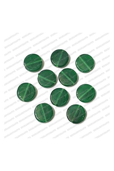 ECMGLBEAD298-18mm-Dia-Forest-Green-Transparent-Round-Flat-Shape-Shiny-Glass-Beads