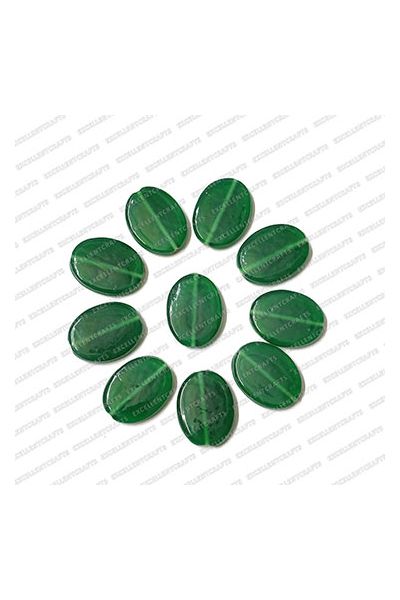 ECMGLBEAD311-20mm-x-25mm-Forest-Green-Transparent-Oval-Shape-Shiny-Glass-Beads