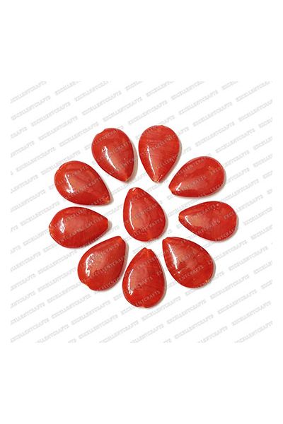ECMGLBEAD315-24mm-x-35mm-Cherry-Red-Transparent-Tear-Drop-Shape-Shiny-Glass-Beads