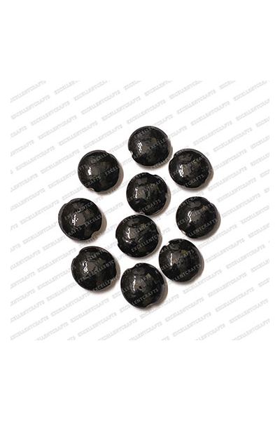 ECMGLBEAD331-20mm-Dia-Black-Transparent-Round-Shape-Shiny-Glass-Beads