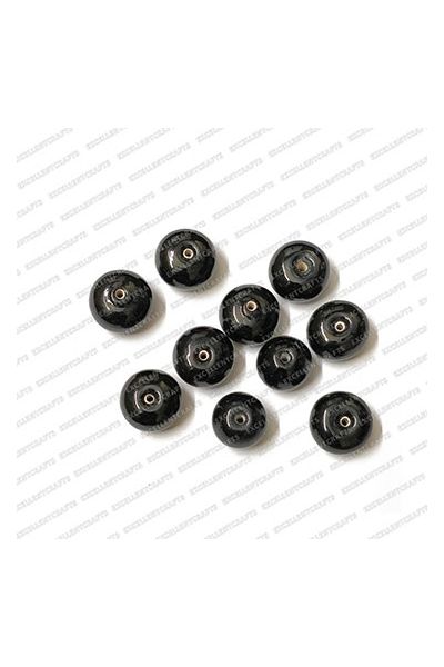 ECMGLBEAD336-14mm-Dia-Black-Transparent-Round-Shape-Shiny-Glass-Beads
