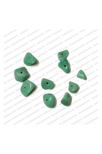 ECMGLBEAD346-Free-Size-Pista-Green-Opaque-Triangle-Shape-Shiny-Marble-Chip-Glass-Beads