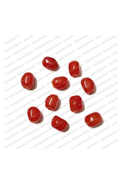 ECMGLBEAD6-8mm-x-10mm-Cherry-Red-Transparent-Corn-Shape-Shiny-Glass-Beads