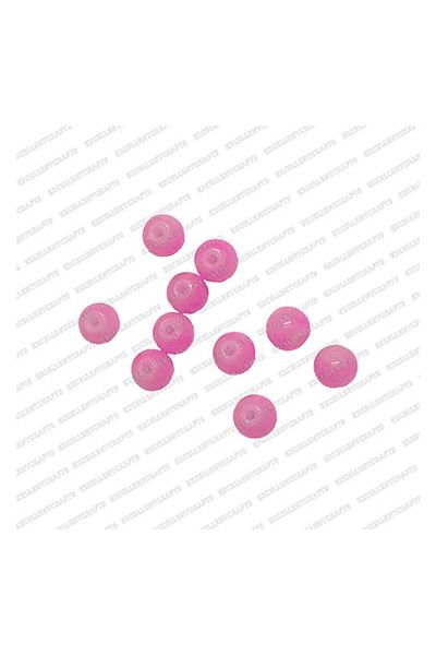 ECMGLBEAD61-6mm-Dia-Neon-Pink-Transparent-Round-Shape-Shiny-Glass-Beads