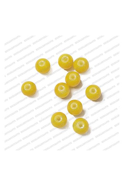 ECMGLBEAD70-8mm-Dia-Sunshine-Yellow-Transparent-Round-Shape-Shiny-Glass-Beads