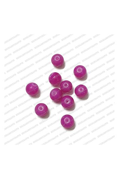 ECMGLBEAD72-8mm-Dia-Magenta-Pink-Transparent-Round-Shape-Shiny-Glass-Beads