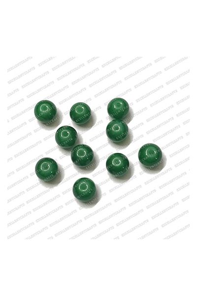 ECMGLBEAD75-8mm-Dia-Forest-Green-Transparent-Round-Shape-Shiny-Glass-Beads