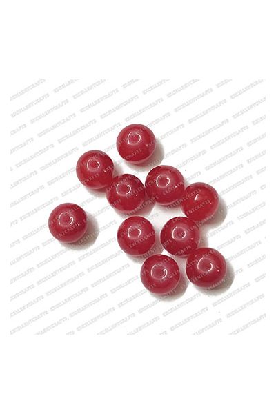 ECMGLBEAD77-8mm-Dia-Red-Transparent-Round-Shape-Shiny-Glass-Beads