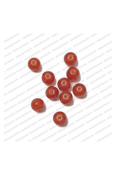ECMGLBEAD78-8mm-Dia-Cherry-Red-Transparent-Round-Shape-Shiny-Glass-Beads