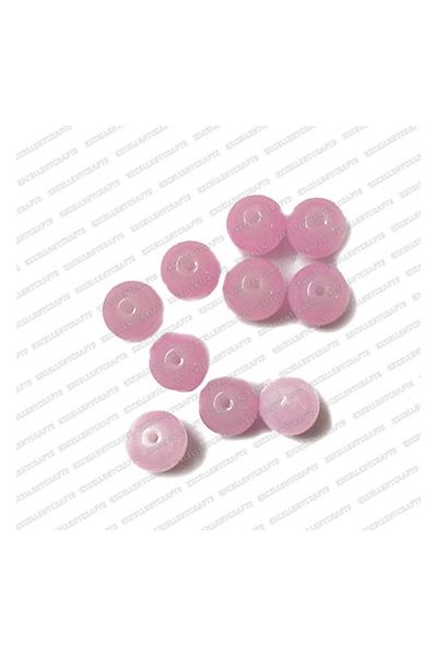 ECMGLBEAD80-10mm-Dia-Baby-Pink-Transparent-Round-Shape-Shiny-Glass-Beads