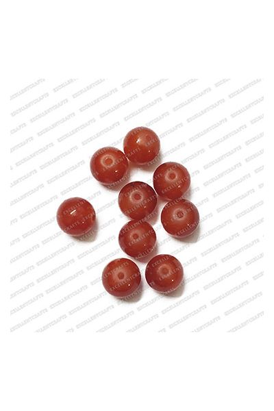 ECMGLBEAD83-10mm-Dia-Cherry-Red-Transparent-Round-Shape-Shiny-Glass-Beads