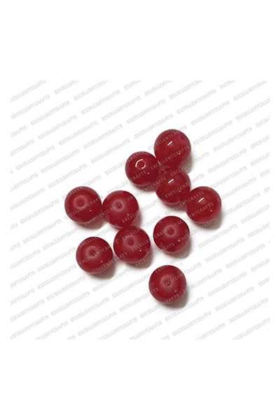 ECMGLBEAD85-10mm-Dia-Red-Transparent-Round-Shape-Shiny-Glass-Beads