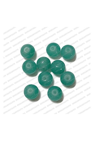 ECMGLBEAD89-10mm-Dia-Sea-Green-Transparent-Round-Shape-Shiny-Glass-Beads