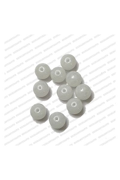 ECMGLBEAD91-10mm-Dia-White-Transparent-Round-Shape-Shiny-Glass-Beads