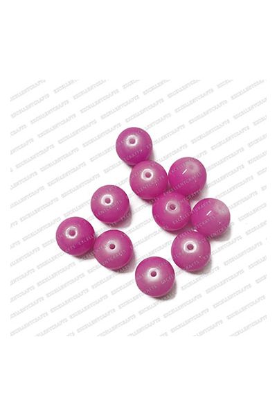 ECMGLBEAD93-12mm-Dia-Neon-Pink-Opaque-Round-Shape-Shiny-Glass-Beads