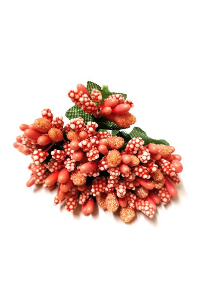 Dark Orange Color Artificial Pollens for Tiara & Jewelry Making - 1 Bunch