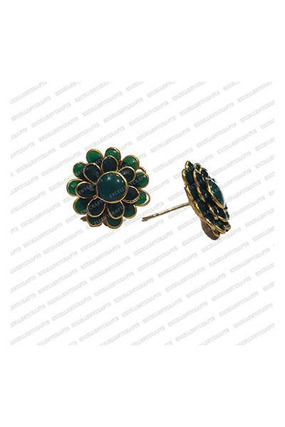 ECMPS15-Double-Layer-Round-Shape-Forest-Green-and-Leaf-Green-Color-Pachi-Studs V1