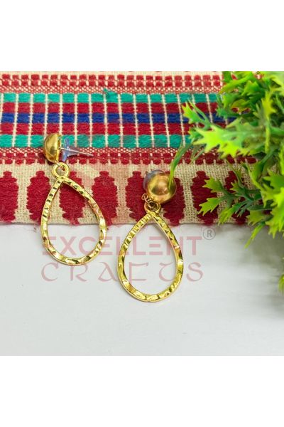8mm Ball Stud with Tear Drop Shape Texture Earring Bezels – Gold (1 Pair) for Resin Art & DIY Jewellery Making