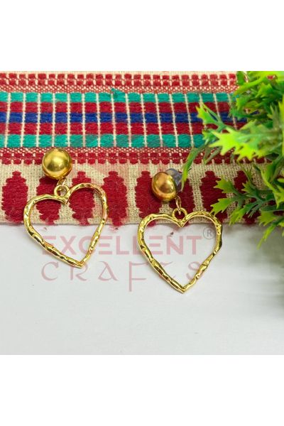 8mm Ball Stud with Heart Shape Texture Earring Bezels – Gold (1 Pair) for Resin Art & DIY Jewellery Making