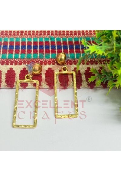 8mm Ball Stud with Long Rectangle Shape Texture Earring Bezels – Gold (1 Pair) for DIY Resin Art & Jewellery Making