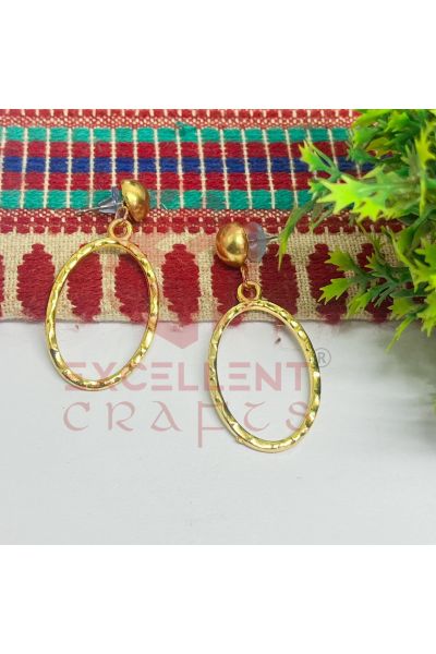 8mm Ball Stud with Oval Shape Texture Earring Bezels – Gold (1 Pair) for Resin Art & DIY Jewellery Making