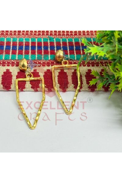 8mm Ball Stud with Pentagon (Nib) Shape Texture Earring Bezels – Gold (1 Pair) for DIY Resin Art & Jewellery Making