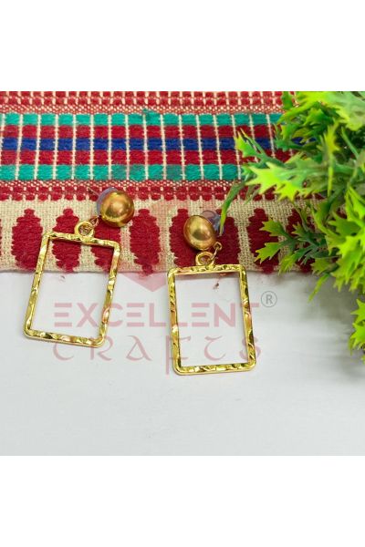 8mm Ball Stud with Rectangle Shape Texture Earring Bezels – Gold (1 Pair) for DIY Resin Art & Jewellery Making