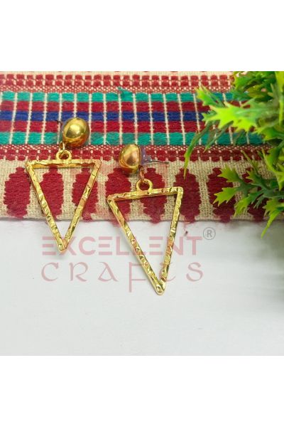8mm Ball Stud with Triangle Shape Texture Earring Bezels – Gold (1 Pair) for DIY Resin Art & Jewellery Making