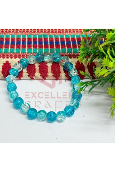 8mm Crackle Bead Bracelet Blue Shades